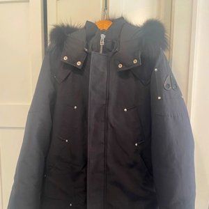 Moose Knuckles Stirling Hooded Parka Coat Medium Black / Black Fur Size XL